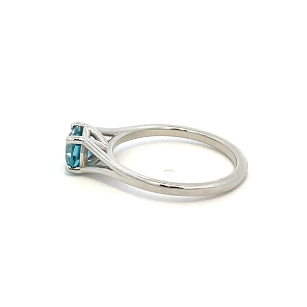 'Bespoke' Split Shank Platinum Blue Zircon Ring | 1.75ct | SZ 6.5 |