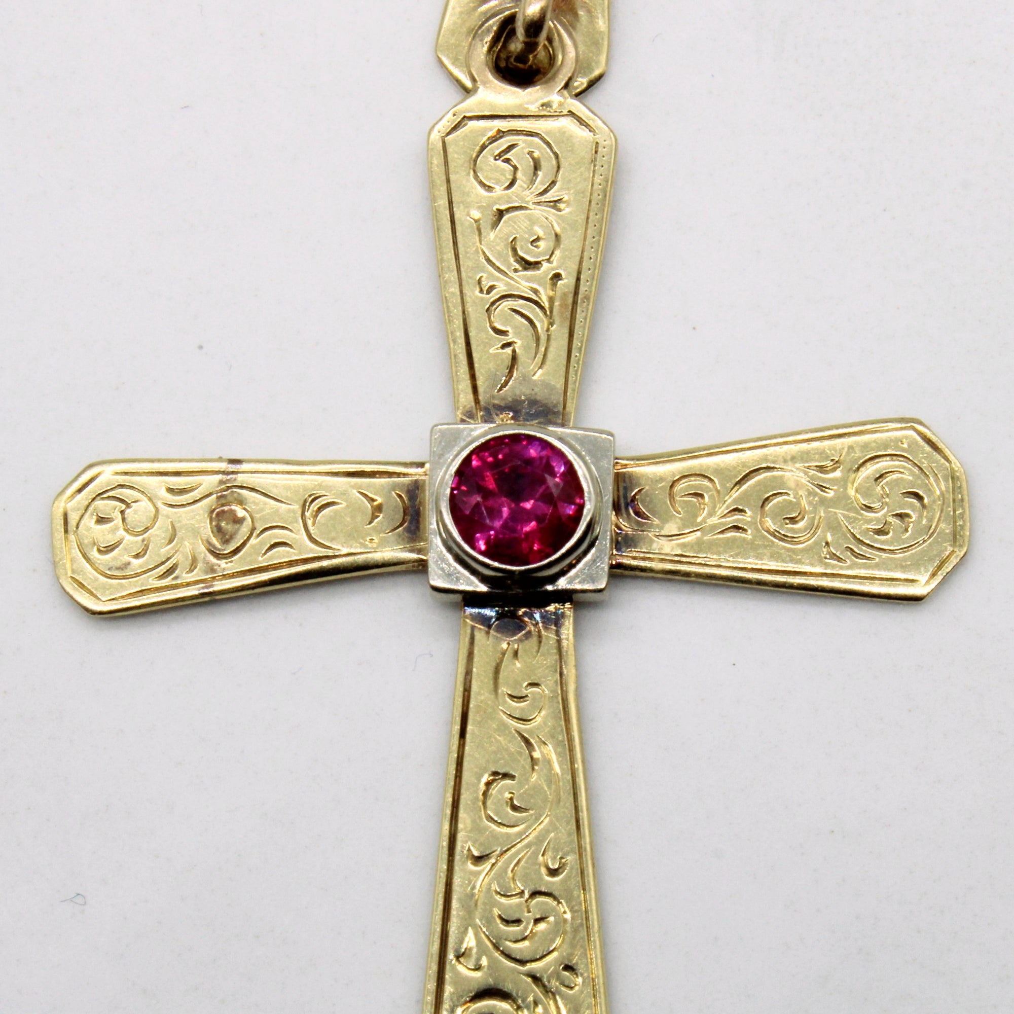Ornate Ruby Cross Pendant | 0.38ct |