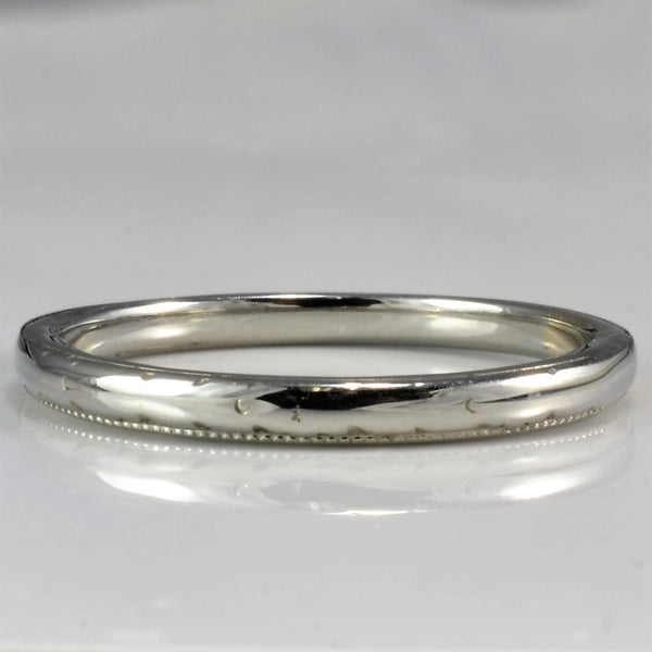 Vintage Patterned White Gold Wedding Band | SZ 5.5 |