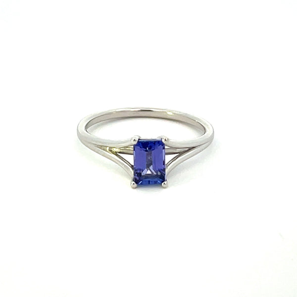 'Bespoke' Split Shank Emerald Cut Tanzanite Ring | 0.60ct | SZ 6.5 |