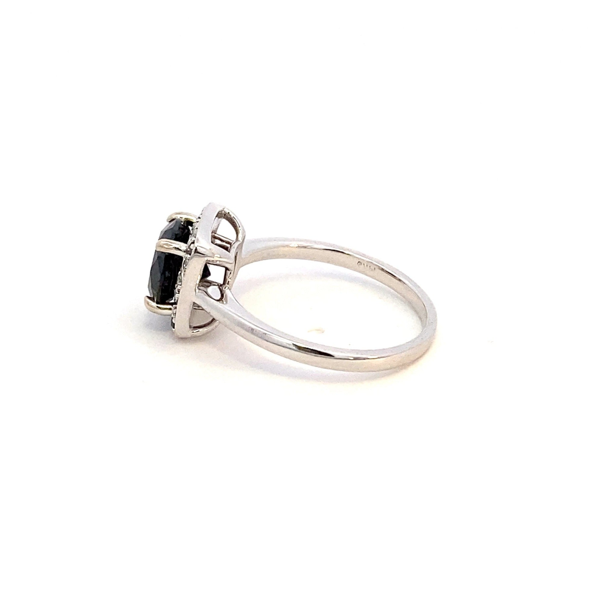 'Bespoke' Black Diamond Halo Engagement Ring | SZ 7.25 |