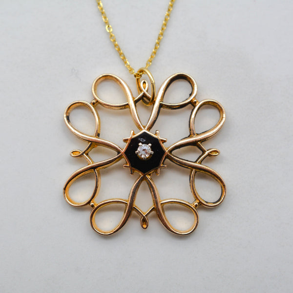 'Birks' 1930s Filigree Necklace | 0.03ct |