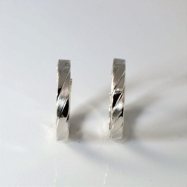 Twist Patterned White Gold Hoops |