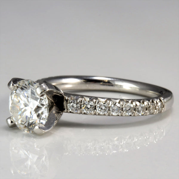 Flush Set Pave Diamond Engagement Ring | VVS1, E | 1.50ctw | SZ 4.75 |