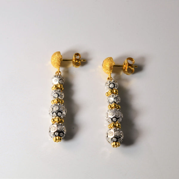 22k Two Tone Gold Beaded Drop Earrings |