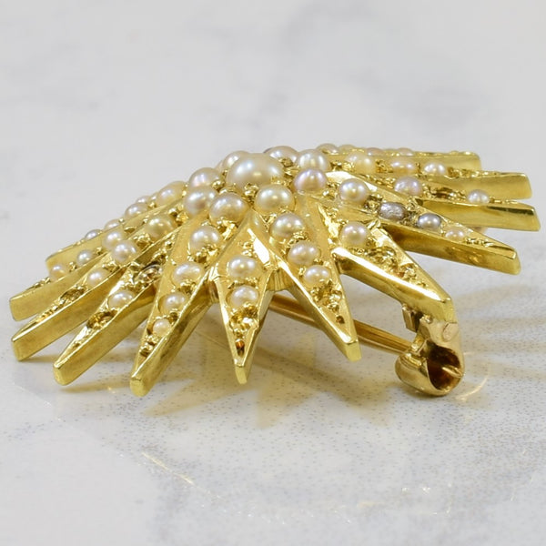 'Birks' Seed Pearl Star Brooch/Pendant | 2.00ctw |