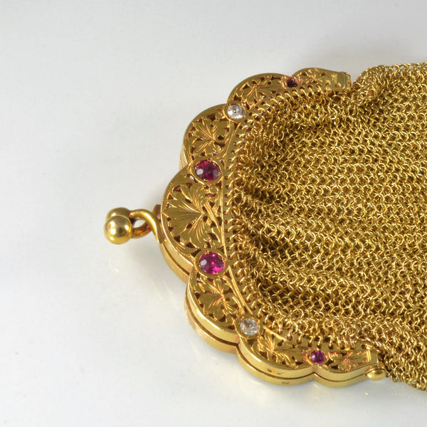 Victorian Era Woven Gold Reticule | 0.15ctw, 0.42ctw |