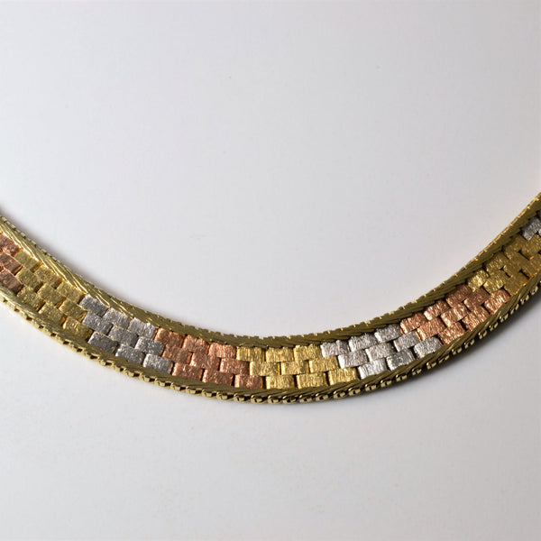 Tri Tone Tapered Woven Necklace | 15