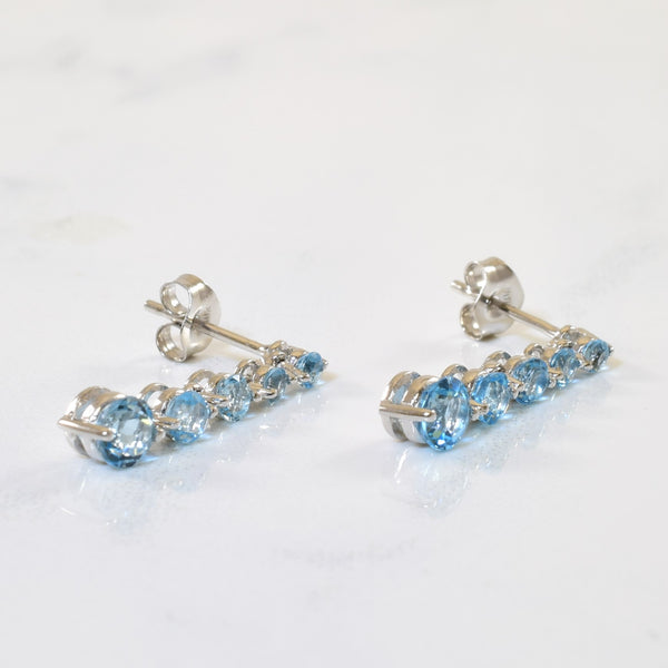 Blue Topaz Drop Stud Earrings | 1.00ctw |