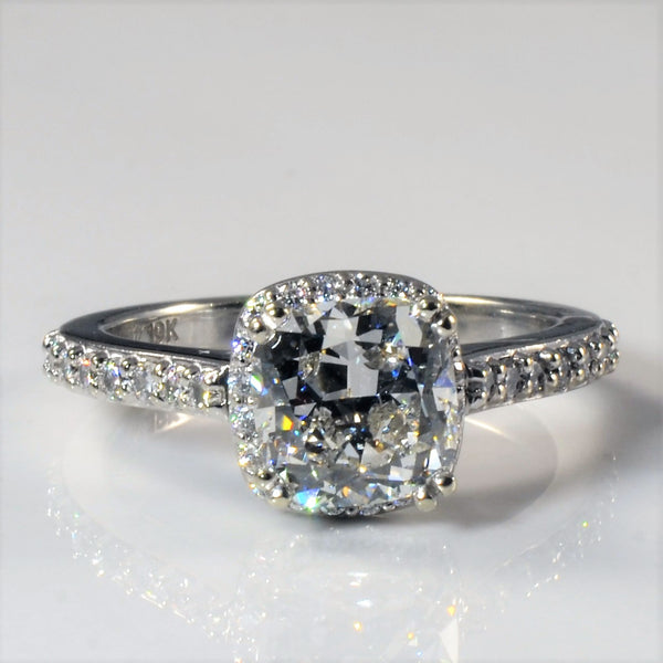 Cushion Diamond Halo Engagement Ring | 2.33ctw | SZ 6.5 |