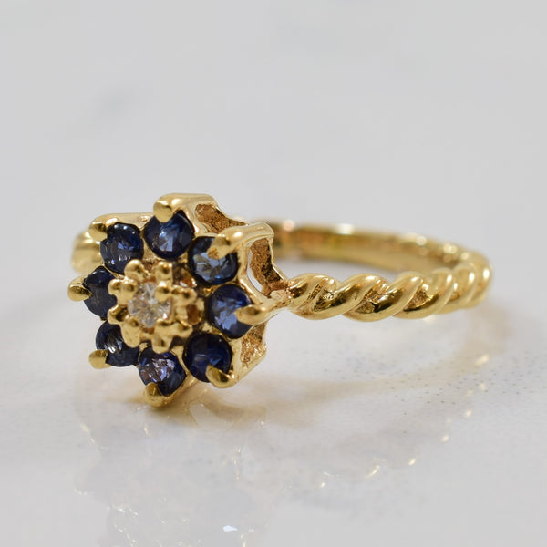 Twisted Band Sapphire Cluster Ring | 0.24ctw, 0.02ctw | SZ 2.5 |