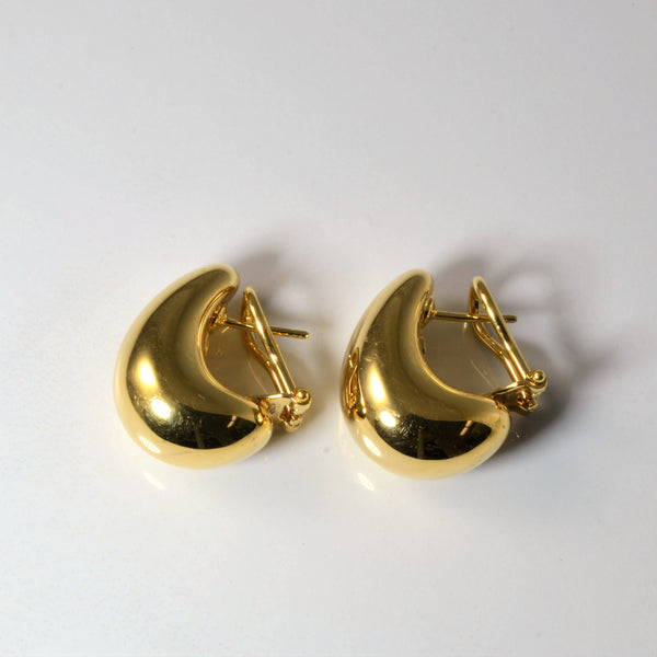 18k Yellow Gold Domed Half Hoops |