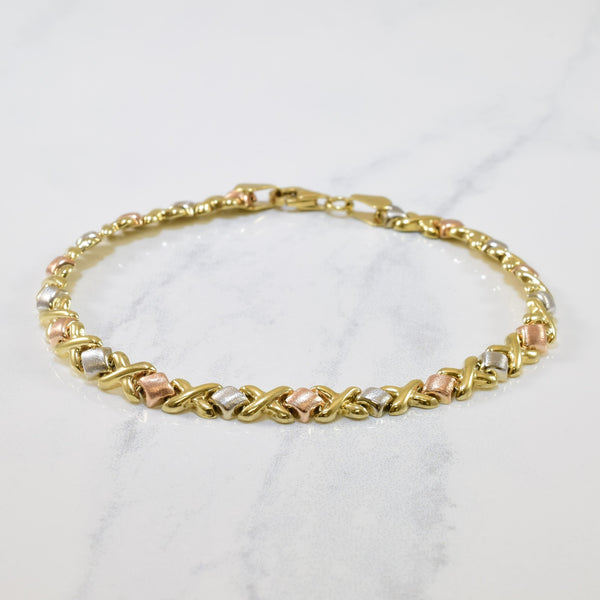 10k Tri Tone Gold Bracelet | 7.5