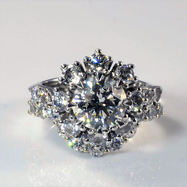 Canadian Diamond Halo Burst Wedding Set | 3.58ctw | SZ 5 |