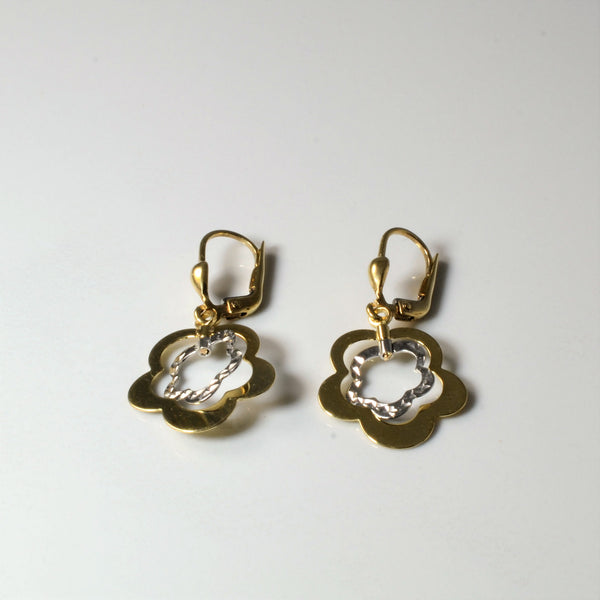 Two Tone Floral Drop Earrings |