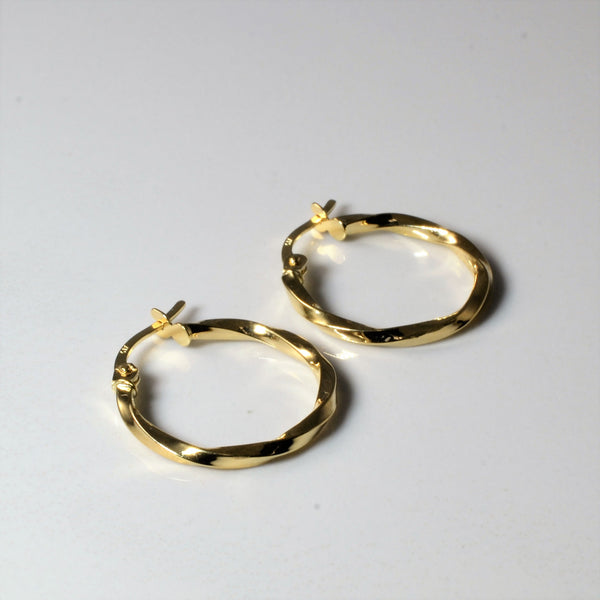 Twisted Yellow Gold Hoop Earrings |