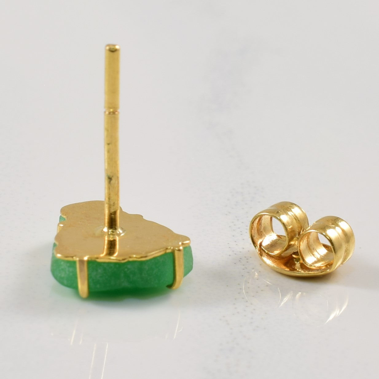 Carved Jadeite Buddha Stud Earrings | 3.00ctw |