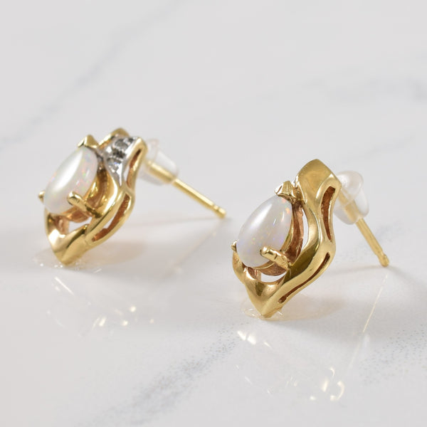 Opal & Diamond Stud Earrings | 0.44ctw, 0.02ctw |