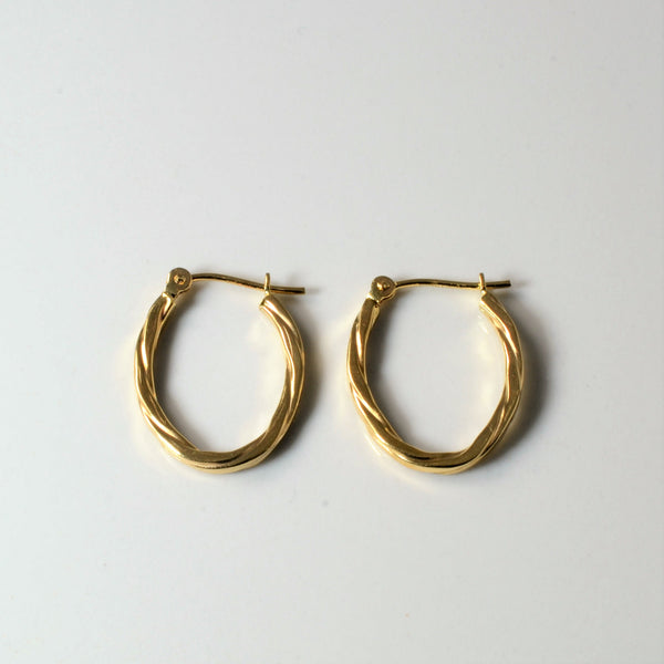 Twist Patterned Gold Hoops |