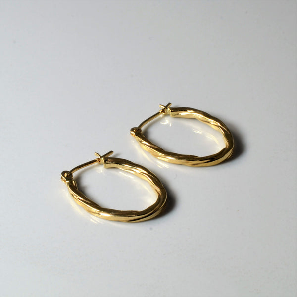 Twist Patterned Gold Hoops |