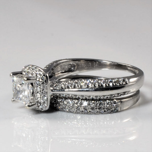 'Vera Wang' Princess Halo Diamond Wedding Set | 1.42ctw | SZ 6 |