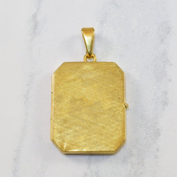 'Cavelti' Crosshatched Yellow Gold Locket |