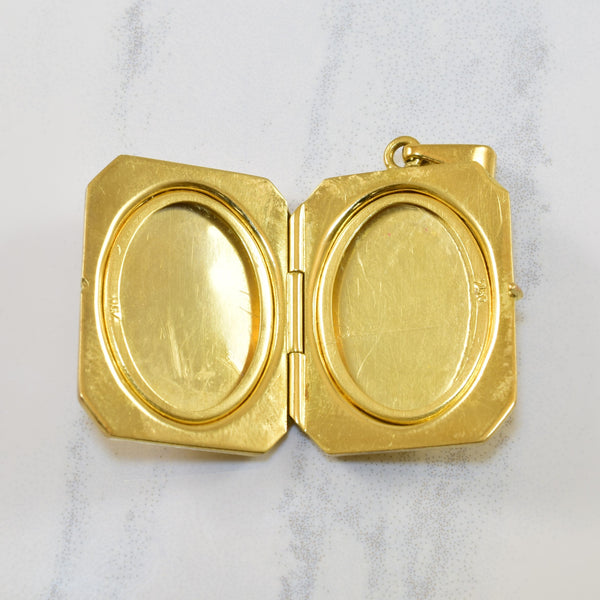 'Cavelti' Crosshatched Yellow Gold Locket |