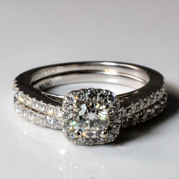 'Vera Wang' Diamond Halo Wedding Set | 0.74ctw | SZ 5 |