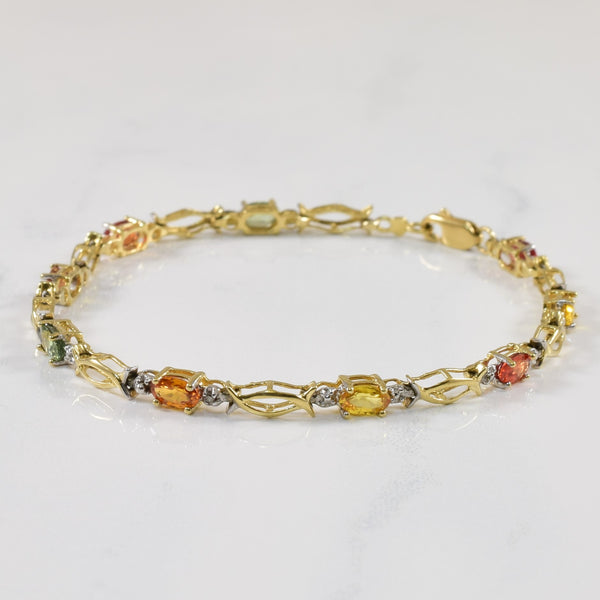 Diamond & Multi Color Sapphire Bracelet | 3.00ctw, 0.005ctw | SZ 7