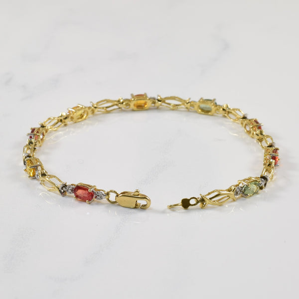 Diamond & Multi Color Sapphire Bracelet | 3.00ctw, 0.005ctw | SZ 7