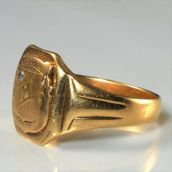 'Birks' Initial 'M' Diamond Signet Ring | 0.03ct | SZ 10.25 |