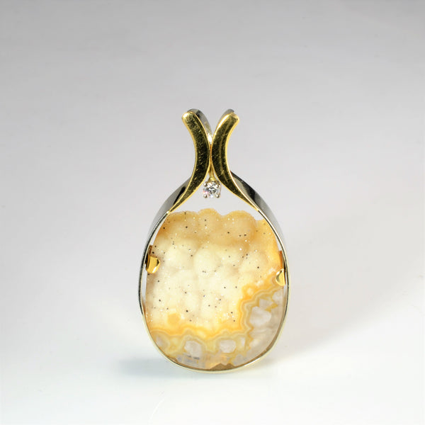 'Cavelti' Druzy Quartz & Diamond Pendant | 0.07ct |