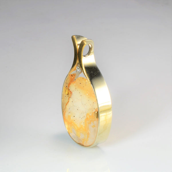 'Cavelti' Druzy Quartz & Diamond Pendant | 0.07ct |