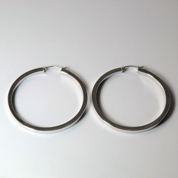 Large White Gold Hoop Earrings |