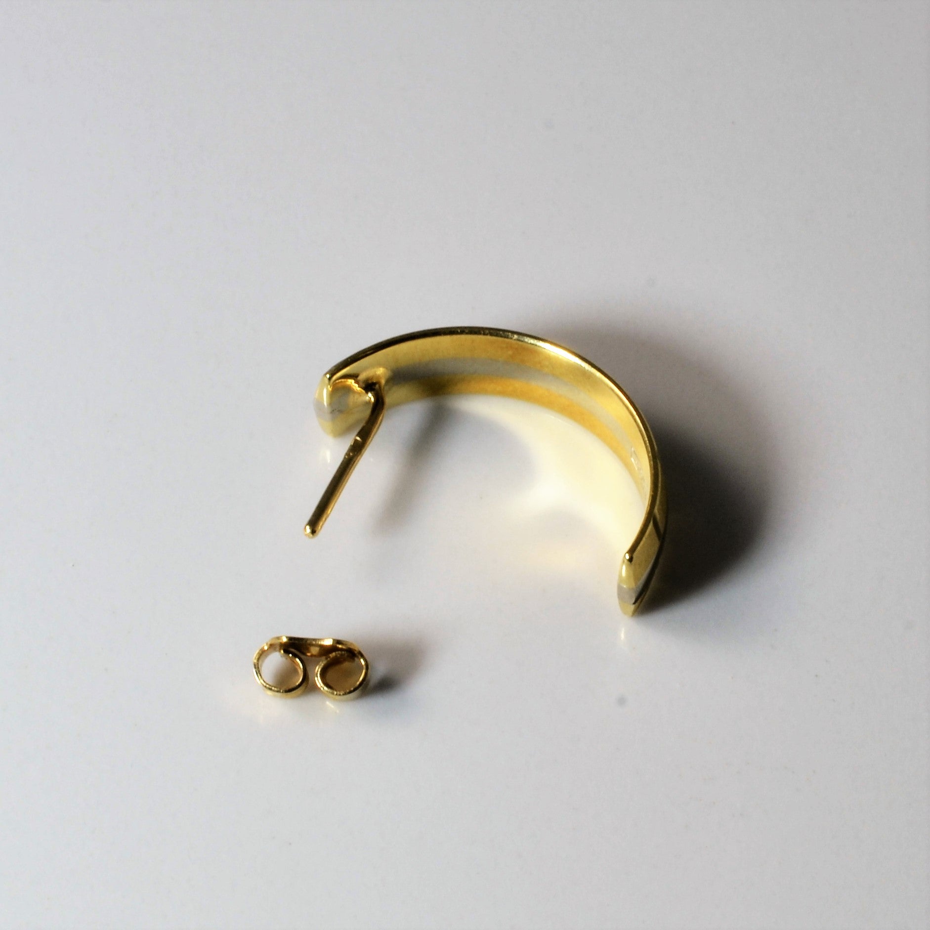 Textured Two Tone Half Hoop Earrings |