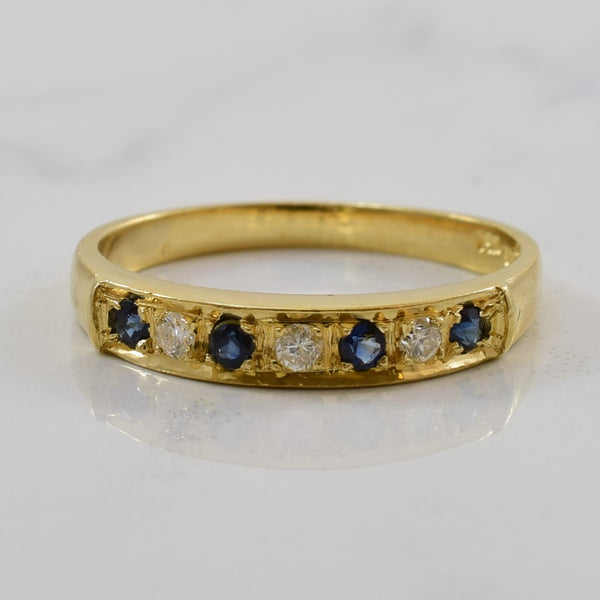 French Set Blue Sapphire & Diamond Band | 0.16ctw, 0.06ctw | SZ 6 |