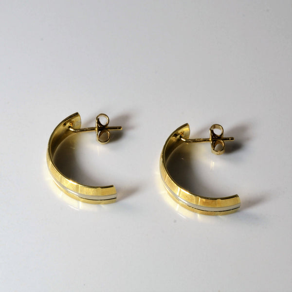 Textured Two Tone Half Hoop Earrings |