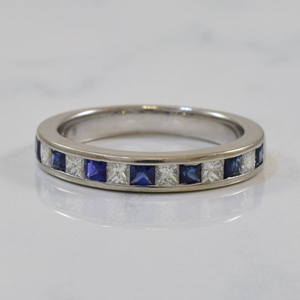 'Blue Nile' Princess Cut Diamond & Sapphire Band | 0.27ctw, 0.28ctw | SZ 4.75 |