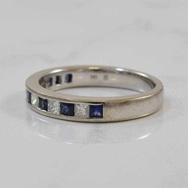 'Blue Nile' Princess Cut Diamond & Sapphire Band | 0.27ctw, 0.28ctw | SZ 4.75 |