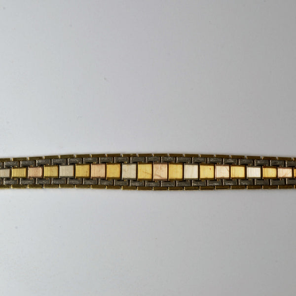Tri Tone Watch Strap Style Bracelet | 7.5
