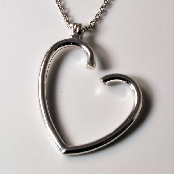 White Gold Open Heart Necklace | 16