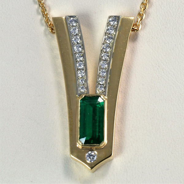 Bezel Emerald & Diamond Necklace | 0.40ctw, 1.01ct |