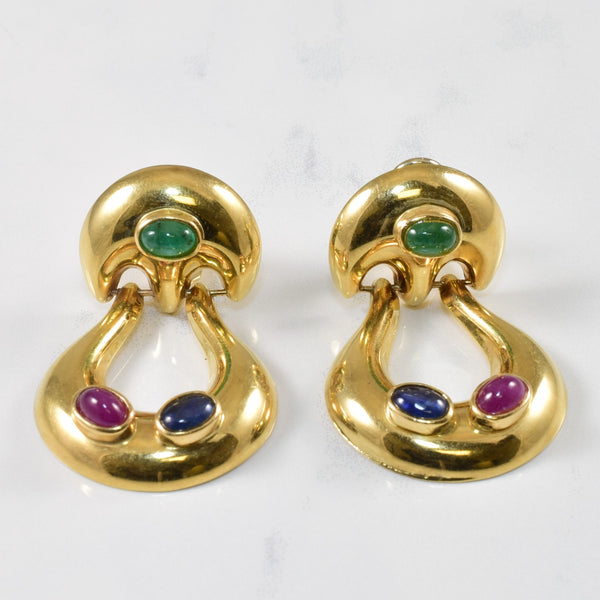 Multi Gem Cabochon Drop Earrings | 3.60ctw |