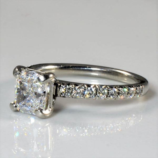 Cushion Cut Pave Band Engagement Ring | 1.44ctw | SZ 5.25 |