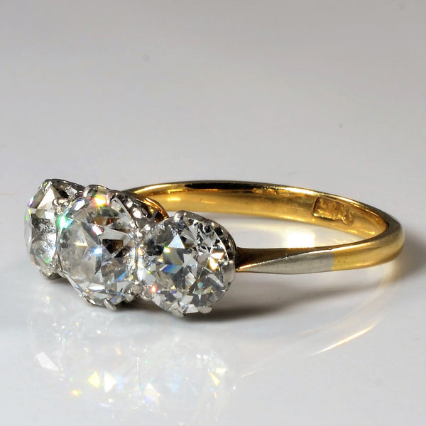 Early 1900s Old European Three Stone Diamond Ring | 2.31ctw | SZ 5.75 |