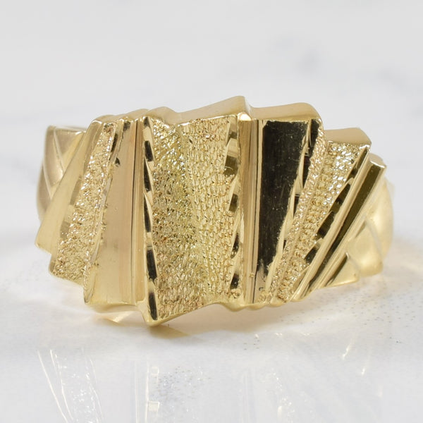 Yellow Gold Textured Geometric  Ring | SZ 6.25 |