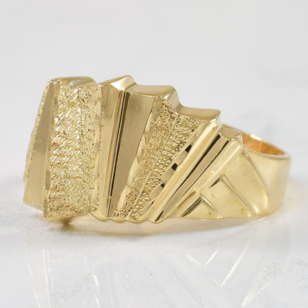 Yellow Gold Textured Geometric  Ring | SZ 6.25 |