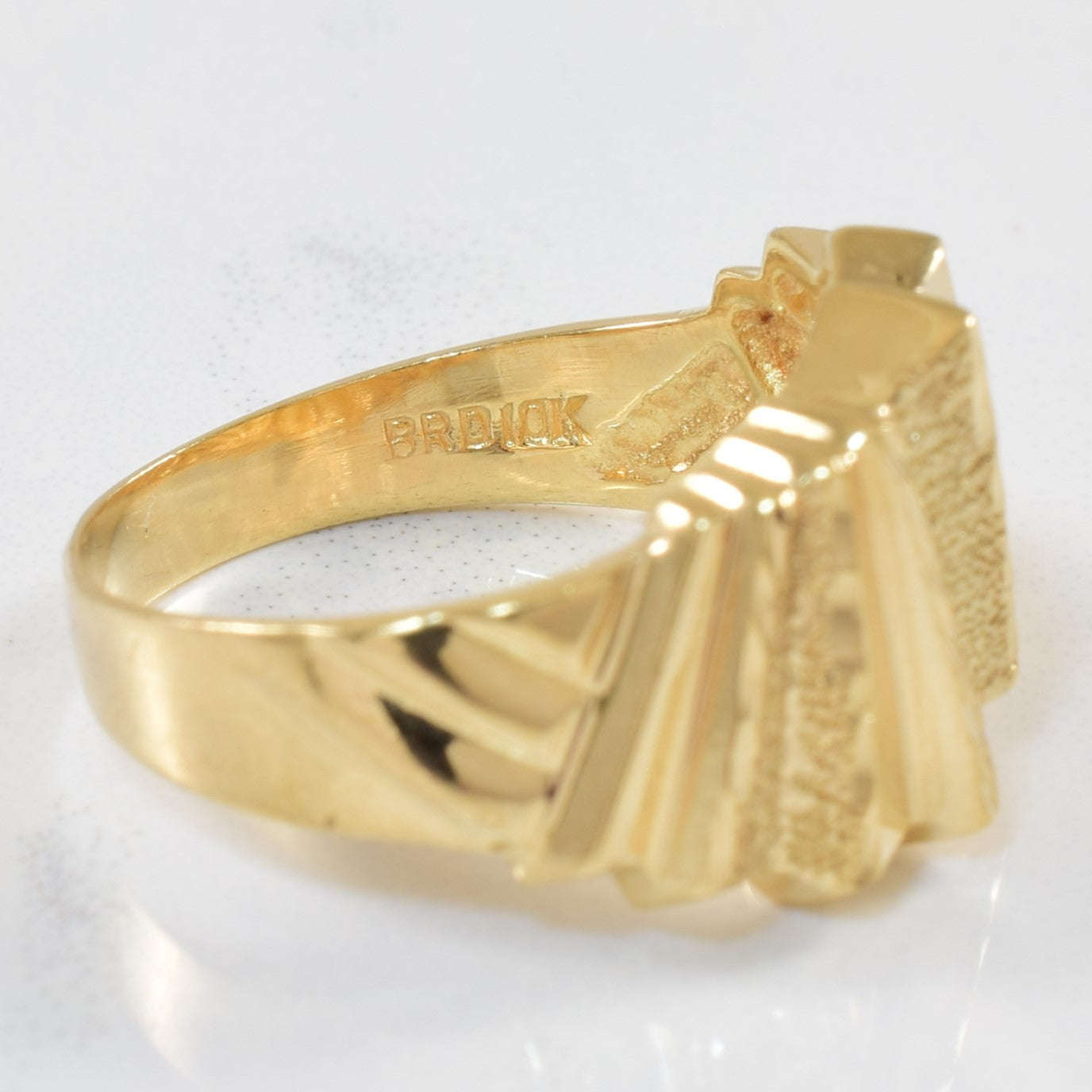 Yellow Gold Textured Geometric  Ring | SZ 6.25 |