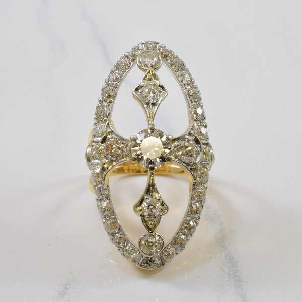 Art Deco Brooch Converted Cocktail Ring | 3.15ctw | SZ 6.5 |