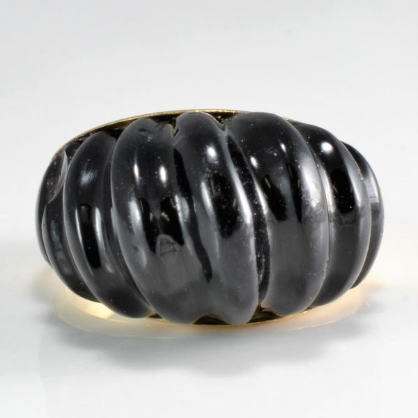 Unique High Set Designer Black Onyx Dome Ring | SZ 5 |